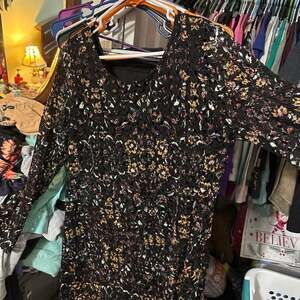 Xhilaration Floral Lace Long Sleeve Mini Dress Black Multicolor